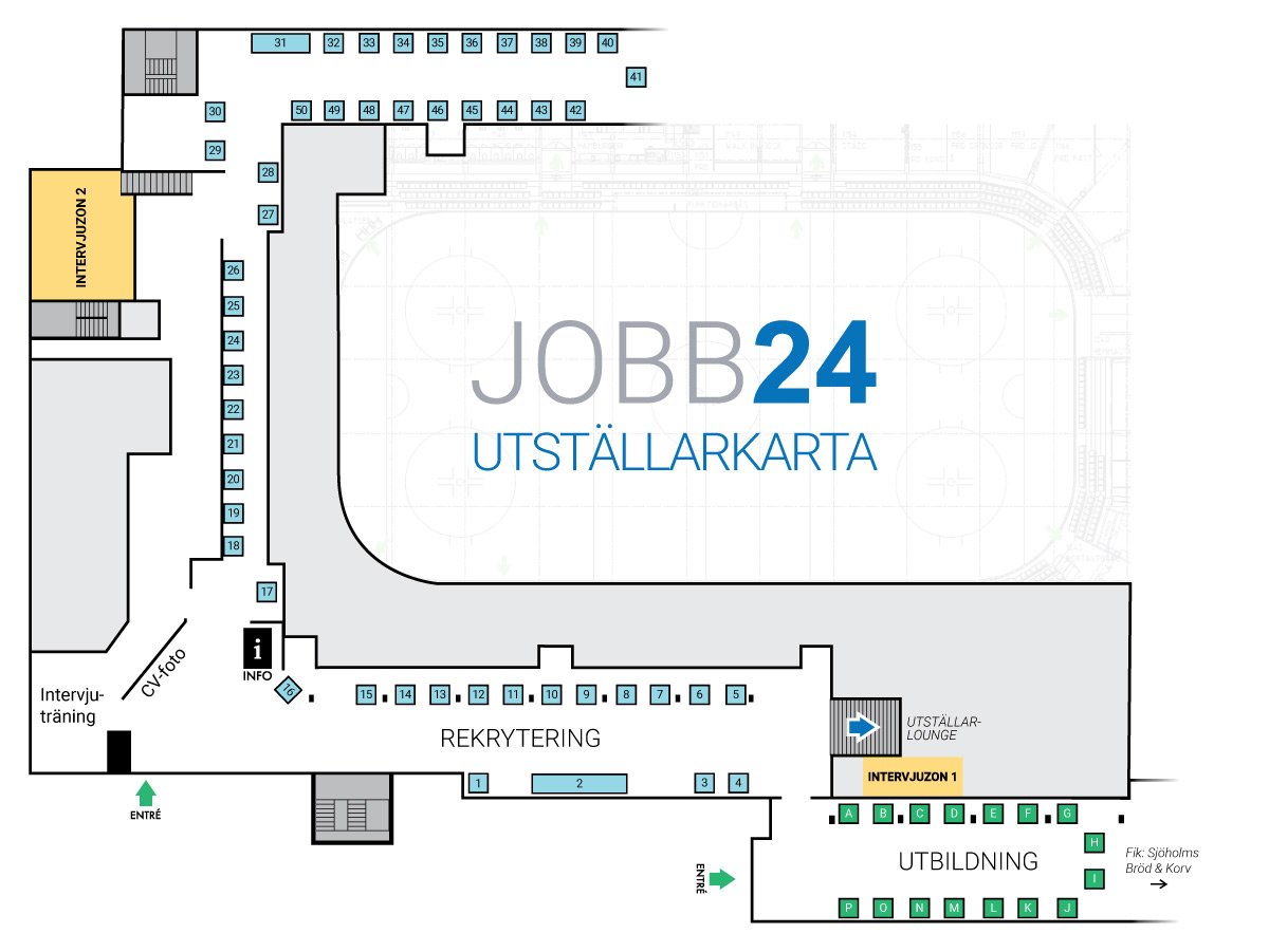 Utställarkarta JOBB24 på Catena Arena i Ängelholm